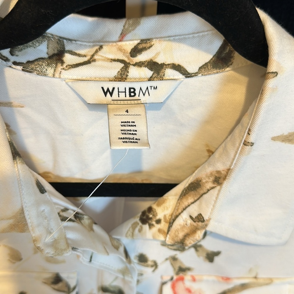 WHBM white with floral print sleeveless belted dress size 4 NWOT - Picture 2 of 3
